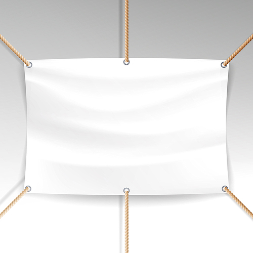 White Banner Vector. Realistic Horizontal Rectangular Advertising