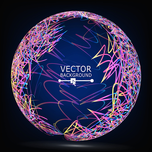 Color Lines Sphere Composition Vector. Glowing Background