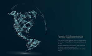 World Map Point. North America. Vector Illustration. Composition, Representing The Global Network Connection, International Meaning. Futuristic Digital Earth