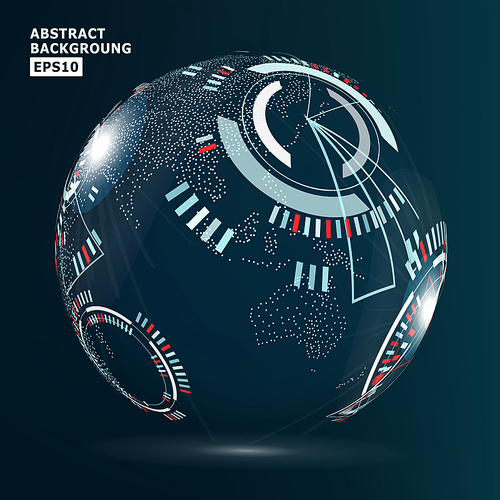 Futuristic Globalization Interface. Vector Abstract Hi-tech Background.