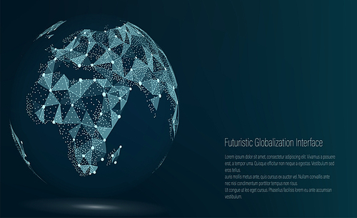World Map Point. Africa. Vector Illustration. Composition, Representing The Global Network Connection, International Meaning. Futuristic Digital Earth