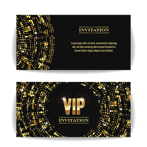 VIP Invitation Card Vector. Party Premium Blank Poster Flyer. Black Golden Design Template. Decorative Template Background. Mosaic