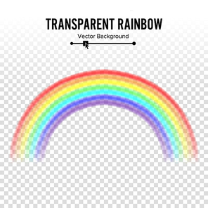 Rainbow Vector. Classic Round Shape. Realistic Rainbow Isolated Transparent Background.