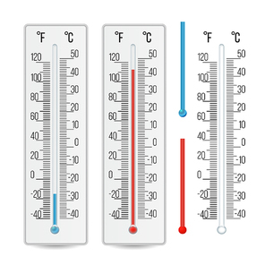 Indoor Home Office Thermometer Vector. Hot And Cold Temperature. Isolated Illustration
