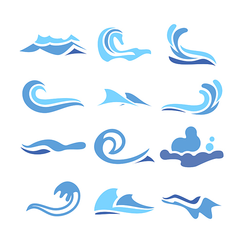 Wave Icons Vector. Ocean Water Design Element. Isolated Illustration