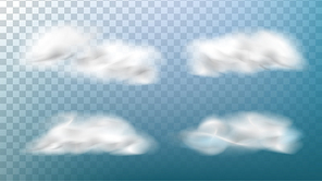 Realistic Clouds Vector. Isolated On Transparent Background