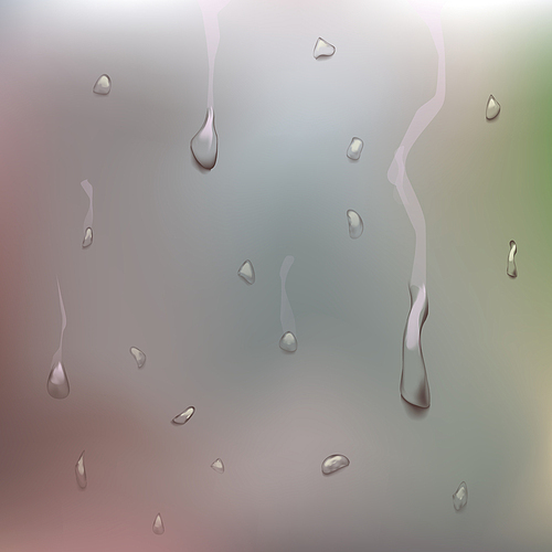 Wet Glass Vector. Rain Drops. Steam Shower. Realistic Illustration
