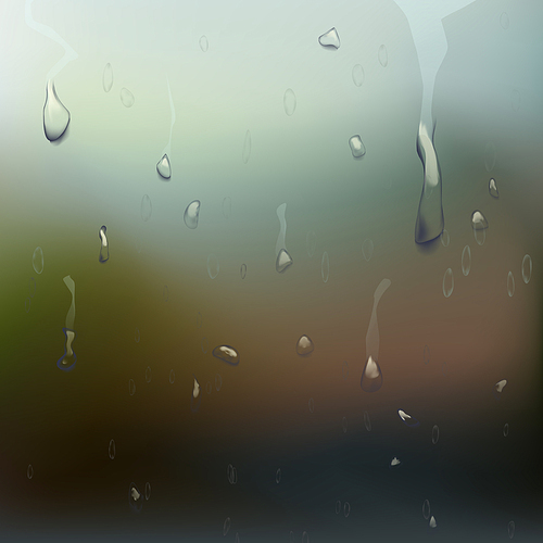 Wet Glass Vector. Drops On Window Glass. Wet Glass Surface. Realistic Illustration