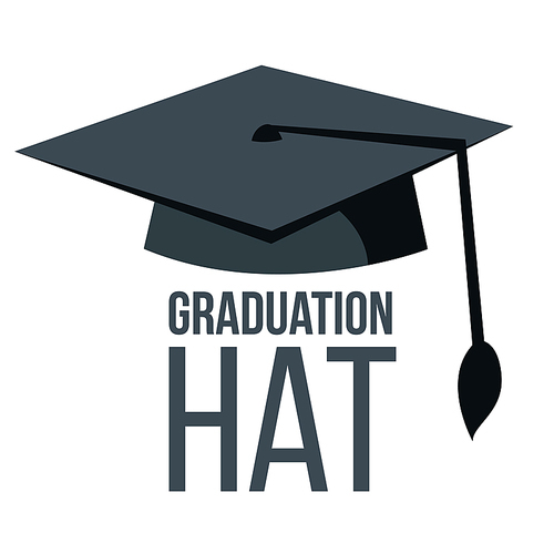 Graduation Hat Vector. Black Academic Student Cap. Education Icon. Finish Education symbol. Cartoon Illustration