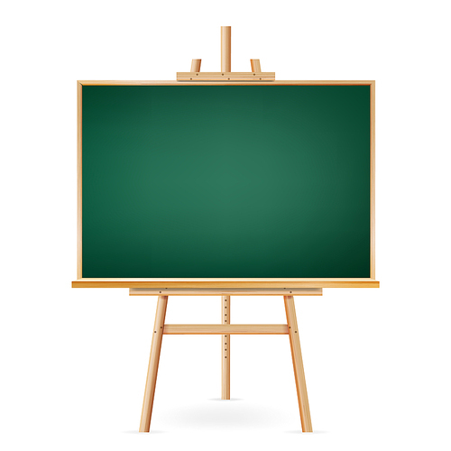 School Blackboard Vector. Wooden Frame. Classic Empty Education Chalkboard. Isolated Realistic Illustration