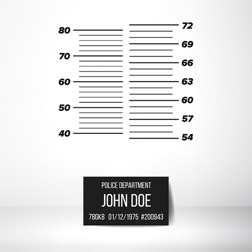 Police Wall Lineup Metrical Imperial. Prison Background Template. Vector