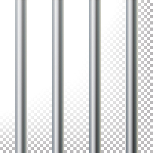 Prison Bars Isolated Vector Illustration. Transparent Background. 3D Metal Jailhouse, Prison House Grid