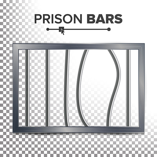 Realistic Prison Window Vector. Broken Prison Bars. Jail Break Concept. Prison-Breaking Illustration. Way Out To Freedom. Transparent