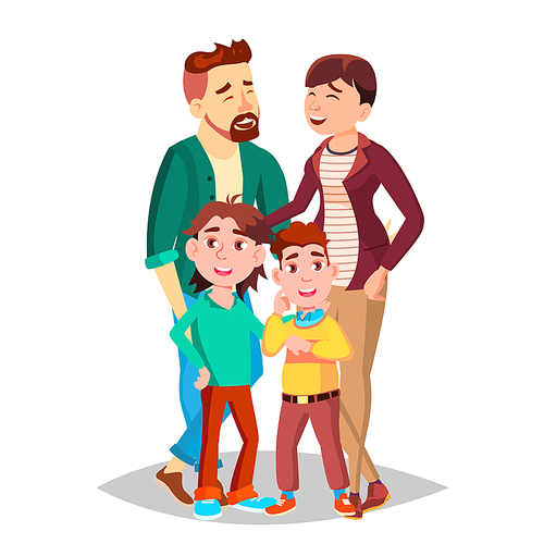 family vector. dad, mother, kids. happy. portrait banner flyer  design isolated cartoon illustration