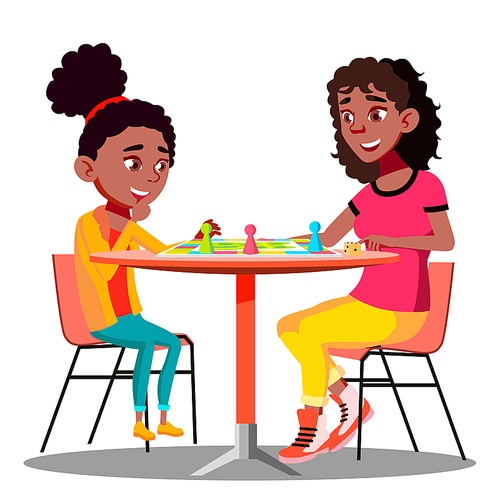 Mother And Daughter Playing A Board Game Together Vector. Illustration