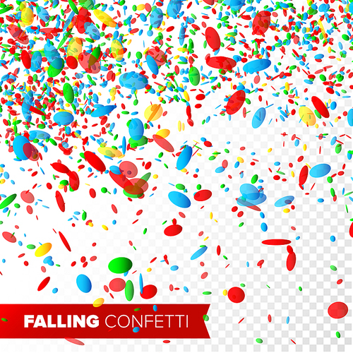 Confetti Falling Vector. Bright Explosion Isolated On White. Background For Birthday, Party, Holiday Decoration.