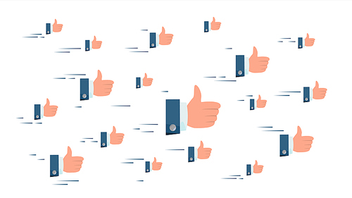 Thumbs Up Cloud Vector. Flying Businessman Hands. Social Media Like Symbols Networking Concept. Illustration