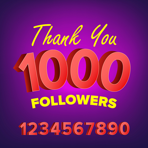 vector thanks design vector. web user celebrates large number of subscribers. viogger network friends snd followers. illustration