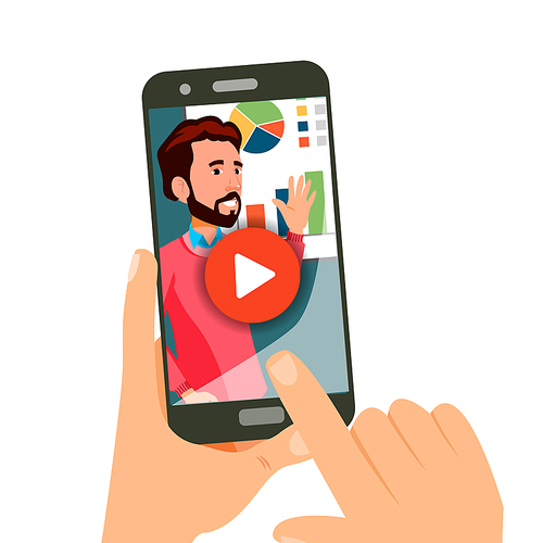 Video Tutorial Vector. Streaming App. Distance Education. Internet Services. Mobile. Online Player. Flat Isolated Illustration