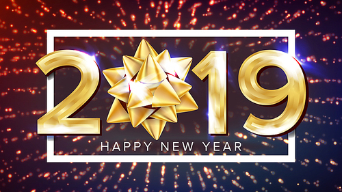 2019 Happy New Year Background Vector. Holiday Of 2019 Year. Premium Luxury. Merry Christmas. Illustration