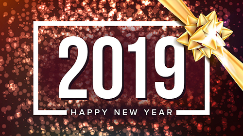 2019 Happy New Year Background Vector. Greeting Card Design Template. Merry Christmas. Illustration