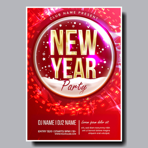 2019 Party Flyer Poster Vector. Happy New Year. Celebration Template. Winter Background. Design Illustration