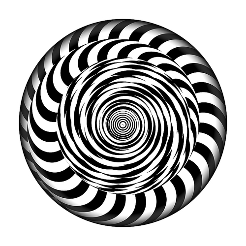 Radial Spiral With Rays. Vector Psychedelic Illustration. Twisted Rotation Effect. Black And White Vortex