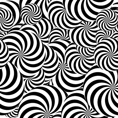 Abstract Striped Seamless Pattern Background. Spiral Vortex Phenomenon. Black And White Hypnosis, Rays. Optical Art