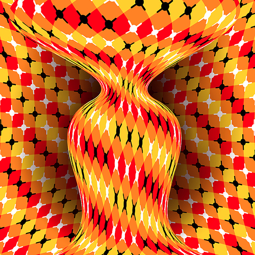Illusion Vector. Optical 3d Art. Rotation Dynamic Optical Effect. Swirl Illusion. Geometric Magic Background Illustration