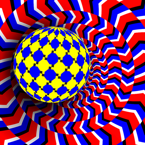 Illusion Vector. Optical 3d Art. Rotation Dynamic Optical Effect. Psychedelic Swirl Illusion. Deception, Deceptive. Geometric Magic Background Illustration