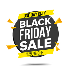black friday sale banner vector. sale . half price black sticker. isolated on white illustration
