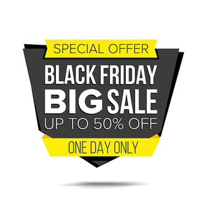 Black Friday Sale Banner Vector. Website Sticker, Black Web Page Design. Big Super Sale. Isolated On White Illustration