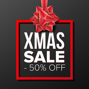 Christmas Sale Banner Vector. Business Advertising Illustration. Holidays Xmas Sale Poster. Winter Offer Template Design For Web, Flyer, Holidays Winter Card, Advertising.