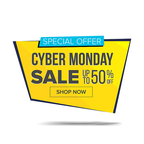 Cyber Monday Sale Banner Vector. Monday Advertising Element. Isolated On White Illustration