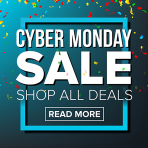 Cyber Monday Sale Banner Vector. Vector. Crazy Discounts Poster. Business Advertising Illustration. Design For Web, Flyer, Cyber Monday Card