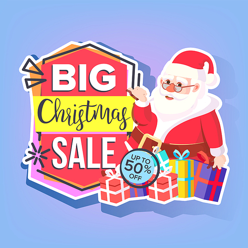 christmas big sale sticker vector. santa claus. template . special offer templates. black friday seasonal promotion tag. best offer advertising. isolated illustration