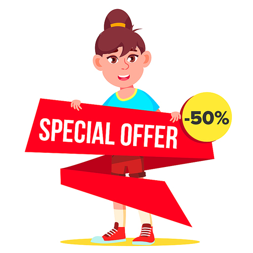 Big Sale Banner Vector. School Children, Pupil. Shopping Concept. Discount Tag, Special Offer Banner. Isolated Illustration