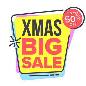 Christmas Big Sale Sticker Vector. Cartoon. Sale Banner Tag. Isolated Illustration