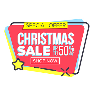 Christmas Big Sale Sticker Vector. Template For Advertising. Discount Tag, Special Offer Banner. Promo Icon. Isolated Illustration