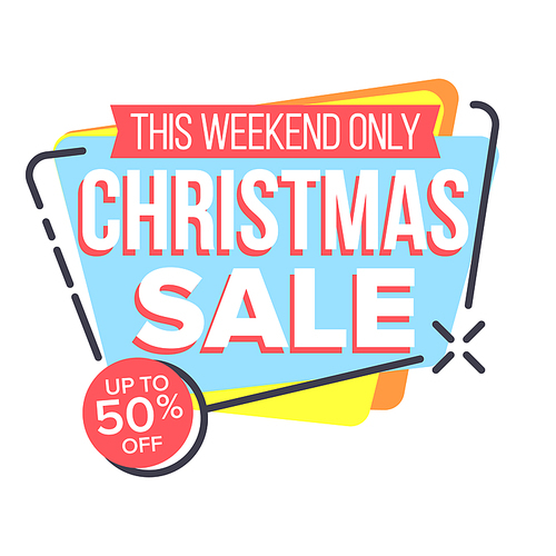 Christmas Sale Sticker Vector. Mega Sale Poster Design. Buy Label. Discount And Promotion. Isolated Illustration