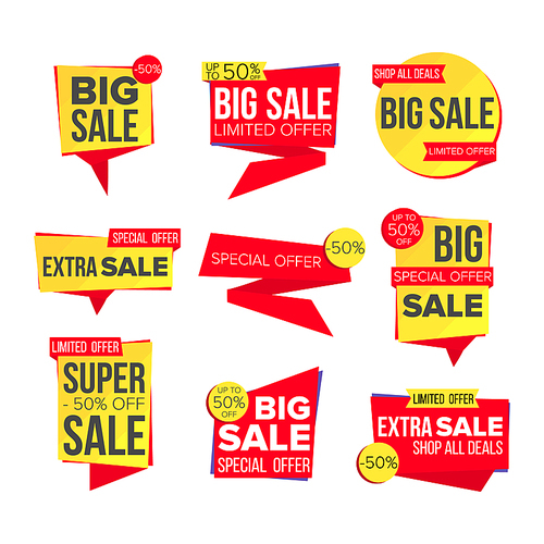 Sale Banner Set Vector. Discount Banners. Sale Banner Tag. Price Tag Labels. Isolated Illustration