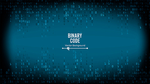 Binary Code Background Vector. Algorithm Binary, Data Code, Decryption And Encoding