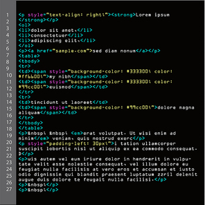 HTML Simple Code Vector. Colorful Abstract Program Tags In Developer View. Screen Of Colored Lighted Syntax Of Source Code