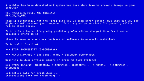 Blue Screen Of Death Vector. Interrupt Request Level. Software, Hardware Crash. Illustration