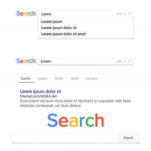 Search Bar Field Vector. Search Engine Browser Window Template. Pop Up List, Search Results. Element For Ui - Ux Design