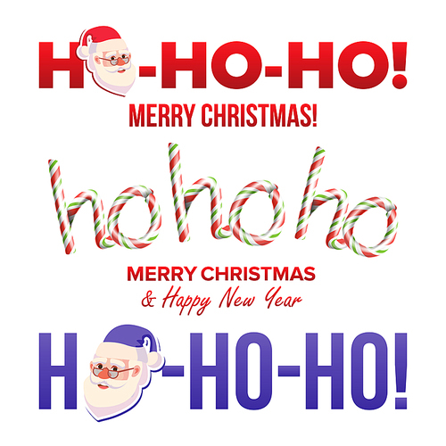 Ho-Ho-Ho Phrase Sign Vector. Merry Christmas Greeting Red Background Card. Santa Claus. Place For Text. Illustration