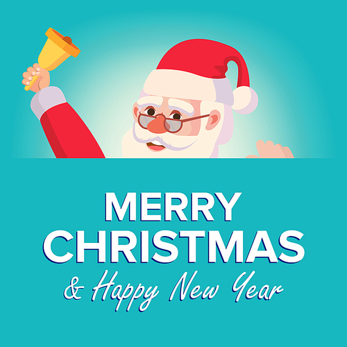 merry christmas greeting card with santa claus vector. place for text.  design template. holidays decoration illustration