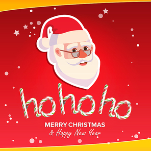 Ho-Ho-Ho Sign Set Vector. Merry Christmas, Happy New Year Greeting Card. Text Phrase Element For Design. Isolated Illustration