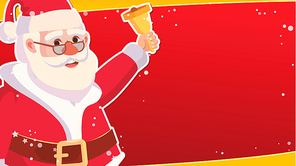 Christmas Sale Banner Template Vector. Cute Xmas Santa Claus. Cartoon Business Brochure Illustration. For Xmas Banner, Brochure, Poster, Discount Offer Advertising