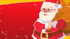 Big Christmas Sale Banner Template With Happy Santa Claus. Vector. Holidays Sale Announcement. Business Advertising Illustration